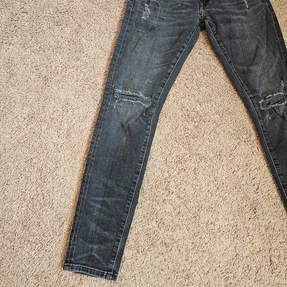 American Eagle Jeans Mens Tag 29x32 Act 29x29 Black Athletic Skinny Airflex Plus - Picture 9 of 13